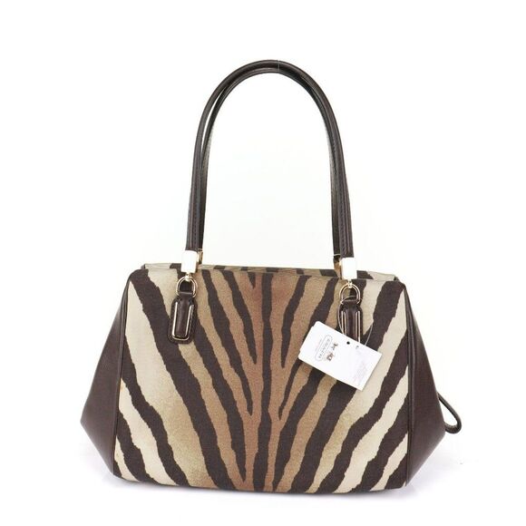 NWT Coach Zebra Animal Print Two Way Satchel in Brown ELEGANT!! - Picture 7 of 13